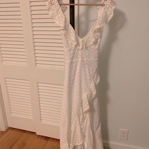 MAJORELLE White Ruffle Perforated Dress